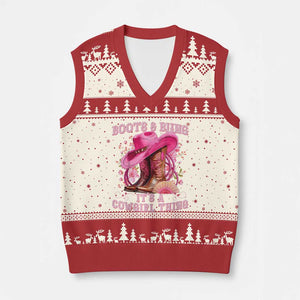 Boots and Bling Its A Cowgirl Thing Western Cowgirl V-Neck Knit Sweater Vest TS10 Beige Red Print Your Wear