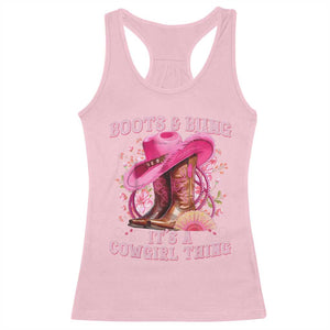 Boots and Bling Its A Cowgirl Thing Western Cowgirl Racerback Tank Top TS10 Light Pink Print Your Wear