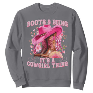 Boots and Bling Its A Cowgirl Thing Western Cowgirl Sweatshirt TS10 Charcoal Print Your Wear