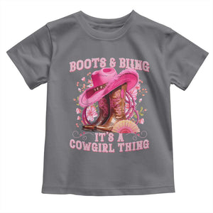 Boots and Bling Its A Cowgirl Thing Western Cowgirl Toddler T Shirt TS10 Charcoal Print Your Wear