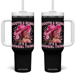 Boots and Bling Its A Cowgirl Thing Western Cowgirl Tumbler With Handle TS10 One Size: 40 oz Black Print Your Wear