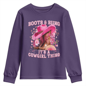 Boots and Bling Its A Cowgirl Thing Western Cowgirl Youth Sweatshirt TS10 Purple Print Your Wear