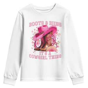 Boots and Bling Its A Cowgirl Thing Western Cowgirl Youth Sweatshirt TS10 White Print Your Wear