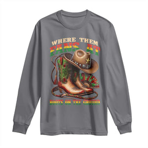Where Them Fans At Boots On The Ground Long Sleeve Shirt Black Cowgirl Western Pride TS10 Charcoal Print Your Wear