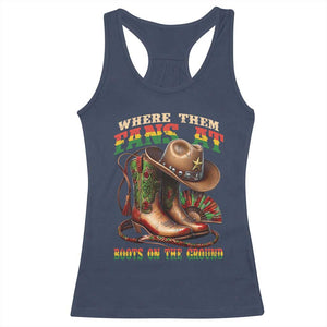 Where Them Fans At Boots On The Ground Racerback Tank Top Black Cowgirl Western Pride TS10 Navy Print Your Wear