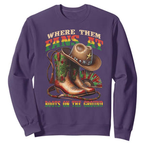 Where Them Fans At Boots On The Ground Sweatshirt Black Cowgirl Western Pride TS10 Purple Print Your Wear