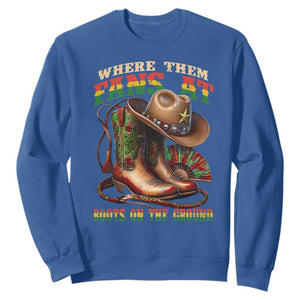 Where Them Fans At Boots On The Ground Sweatshirt Black Cowgirl Western Pride TS10 Royal Blue Print Your Wear