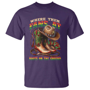 Where Them Fans At Boots On The Ground T Shirt Black Cowgirl Western Pride TS10 Purple Print Your Wear