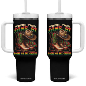 Where Them Fans At Boots On The Ground Tumbler With Handle Black Cowgirl Western Pride TS10 One Size: 40 oz Black Print Your Wear