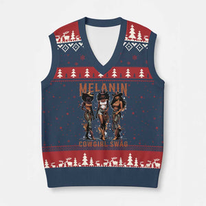Melanin Cowgirl Swag V-Neck Knit Sweater Vest Black Women Western Pride TS10 Navy Red Print Your Wear