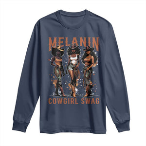 Melanin Cowgirl Swag Long Sleeve Shirt Black Women Western Pride TS10 Navy Print Your Wear