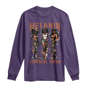 Melanin Cowgirl Swag Long Sleeve Shirt Black Women Western Pride TS10 Purple Print Your Wear