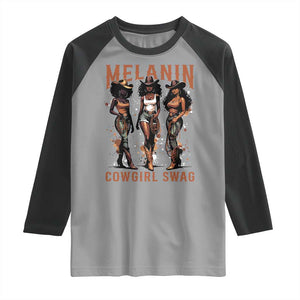 Melanin Cowgirl Swag Raglan Shirt Black Women Western Pride TS10 Sport Gray Black Print Your Wear
