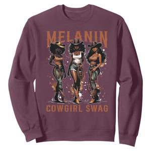Melanin Cowgirl Swag Sweatshirt Black Women Western Pride TS10 Maroon Print Your Wear