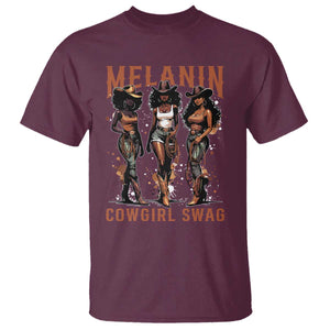 Melanin Cowgirl Swag T Shirt Black Women Western Pride TS10 Maroon Print Your Wear