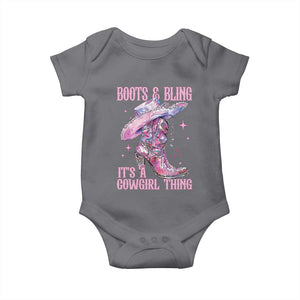 Boots and Bling Its A Cowgirl Thing Baby Onesie TS10 Charcoal Print Your Wear