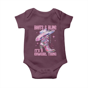 Boots and Bling Its A Cowgirl Thing Baby Onesie TS10 Maroon Print Your Wear