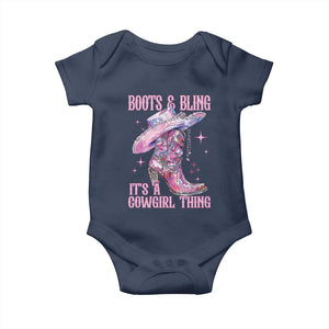 Boots and Bling Its A Cowgirl Thing Baby Onesie TS10 Navy Print Your Wear