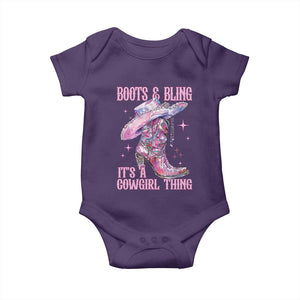 Boots and Bling Its A Cowgirl Thing Baby Onesie TS10 Purple Print Your Wear