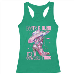Boots and Bling Its A Cowgirl Thing Racerback Tank Top TS10 Irish Green Print Your Wear