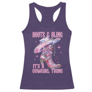 Boots and Bling Its A Cowgirl Thing Racerback Tank Top TS10 Purple Print Your Wear