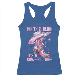 Boots and Bling Its A Cowgirl Thing Racerback Tank Top TS10 Royal Blue Print Your Wear