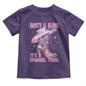 Boots and Bling Its A Cowgirl Thing Toddler T Shirt TS10 Purple Print Your Wear