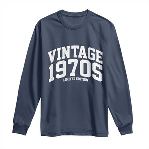 Vintage 1970s Limited Edition Long Sleeve Shirt Vintage Varsity Funny Cool 1970 Theme TS10 Navy Print Your Wear