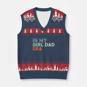 Funny In My Girl Dad Era V-Neck Knit Sweater Vest Fathers Day Presents From Daughter TS10 Navy Red Print Your Wear