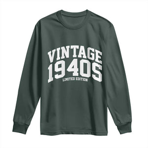 Vintage 1940s Limited Edition Long Sleeve Shirt Vintage Varsity Funny Cool 1940 Theme TS10 Dark Forest Green Print Your Wear