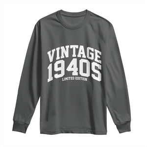 Vintage 1940s Limited Edition Long Sleeve Shirt Vintage Varsity Funny Cool 1940 Theme TS10 Dark Heather Print Your Wear
