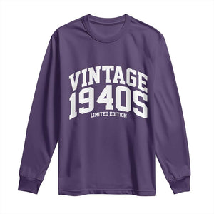 Vintage 1940s Limited Edition Long Sleeve Shirt Vintage Varsity Funny Cool 1940 Theme TS10 Purple Print Your Wear