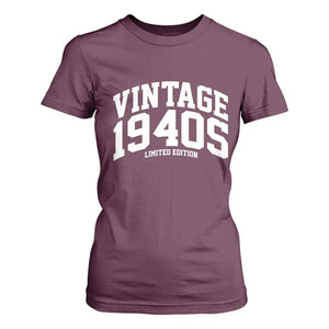 Vintage 1940s Limited Edition T Shirt For Women Vintage Varsity Funny Cool 1940 Theme TS10 Maroon Print Your Wear