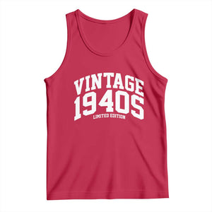 Vintage 1940s Limited Edition Tank Top Vintage Varsity Funny Cool 1940 Theme TS10 Red Print Your Wear