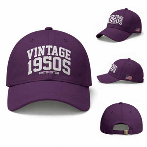 Vintage 1950s Limited Edition Baseball Cap Vintage Varsity Funny Cool 1950 Theme TS10 Baseball Cap Universal Fit Purple Print Your Wear