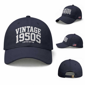 Vintage 1950s Limited Edition Baseball Cap Vintage Varsity Funny Cool 1950 Theme TS10 Baseball Cap Universal Fit Navy Print Your Wear