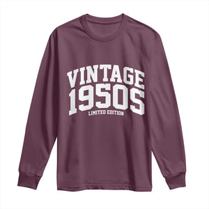 Vintage 1950s Limited Edition Long Sleeve Shirt Vintage Varsity Funny Cool 1950 Theme TS10 Maroon Print Your Wear