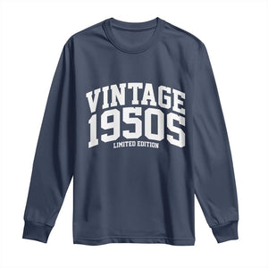 Vintage 1950s Limited Edition Long Sleeve Shirt Vintage Varsity Funny Cool 1950 Theme TS10 Navy Print Your Wear