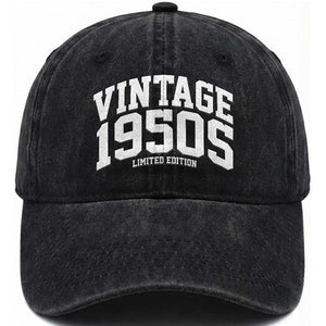 Vintage 1950s Limited Edition Washed Cotton Baseball Cap Vintage Varsity Funny Cool 1950 Theme TS10 Print Your Wear