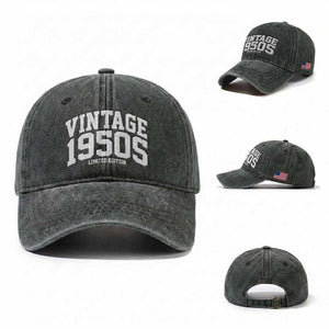 Vintage 1950s Limited Edition Washed Cotton Baseball Cap Vintage Varsity Funny Cool 1950 Theme TS10 Washed Cap Universal Fit Dark Green Print Your Wear