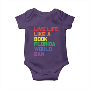 Retro Live Like Book In Florida LGBTQ Subtle Pride Baby Onesie Rainbow LGBTQIA Pride TS10 Purple Print Your Wear