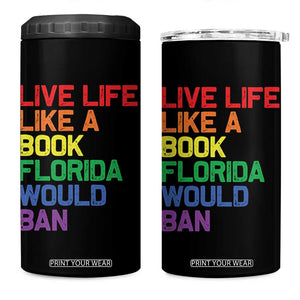 Retro Live Like Book In Florida LGBTQ Subtle Pride 4 in 1 Can Cooler Tumbler Rainbow LGBTQIA Pride TS10 One Size: 16 oz Black Print Your Wear