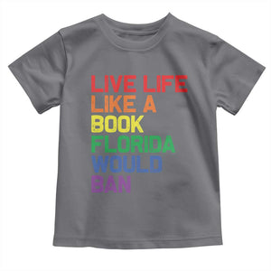 Retro Live Like Book In Florida LGBTQ Subtle Pride Toddler T Shirt Rainbow LGBTQIA Pride TS10 Charcoal Print Your Wear