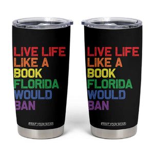 Retro Live Like Book In Florida LGBTQ Subtle Pride Tumbler Cup Rainbow LGBTQIA Pride TS10 Black Print Your Wear