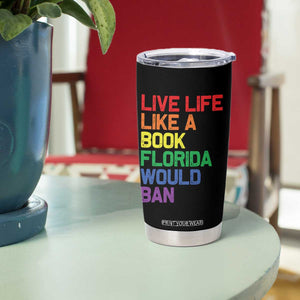 Retro Live Like Book In Florida LGBTQ Subtle Pride Tumbler Cup Rainbow LGBTQIA Pride TS10 Print Your Wear