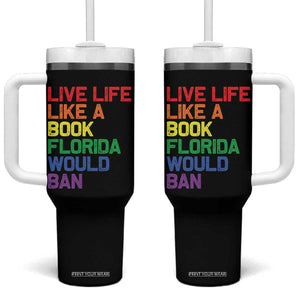 Retro Live Like Book In Florida LGBTQ Subtle Pride Tumbler With Handle Rainbow LGBTQIA Pride TS10 One Size: 40 oz Black Print Your Wear