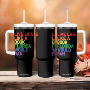 Retro Live Like Book In Florida LGBTQ Subtle Pride Tumbler With Handle Rainbow LGBTQIA Pride TS10 Print Your Wear