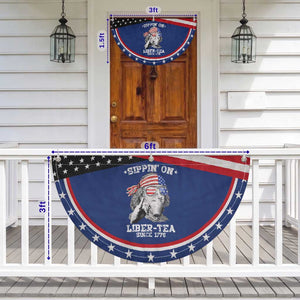 Funny 4th Of July Patriotic Fan Flag Sippin On Liber Tea Liberty Ben Franklin 1776 USA Flag