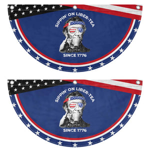 Funny 4th Of July Patriotic Fan Flag Sippin On Liber Tea Liberty Abe Lincoln 1776 USA Flag