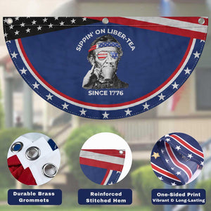 Funny 4th Of July Patriotic Fan Flag Sippin On Liber Tea Liberty Abe Lincoln 1776 USA Flag